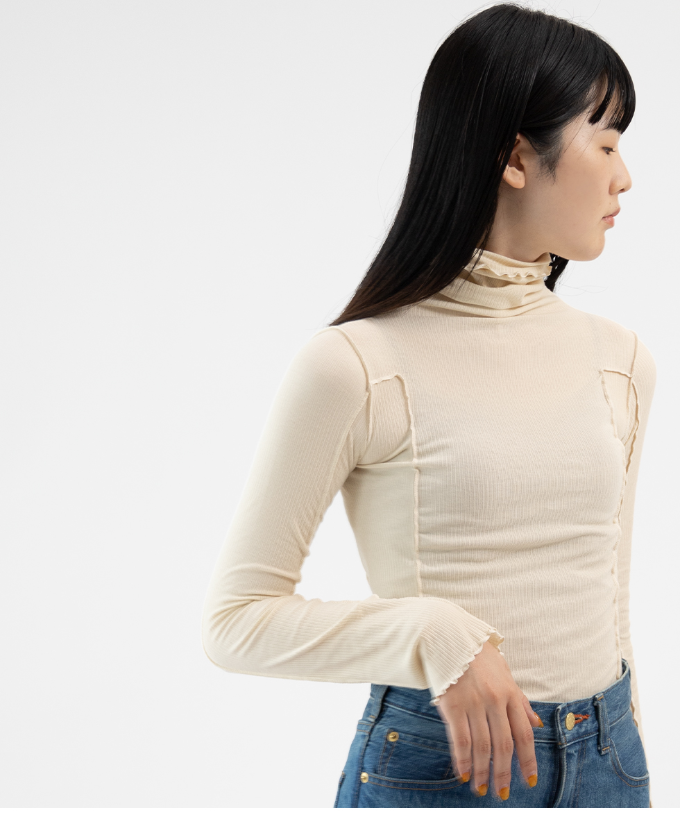 ベースレンジ Baserange OMATO TURTLE NECK COTTON RIB オマト