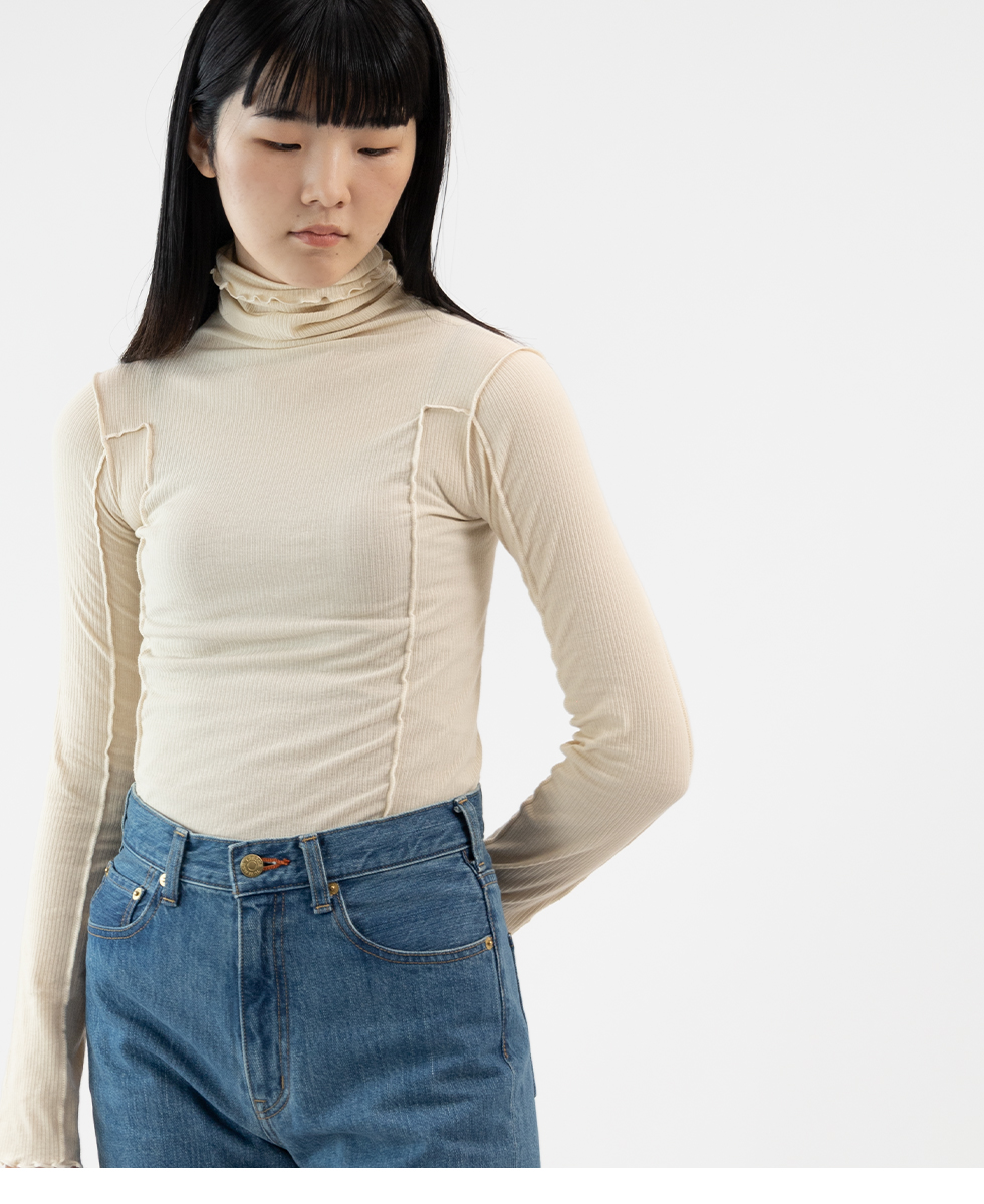 ベースレンジ Baserange OMATO TURTLE NECK COTTON RIB オマト